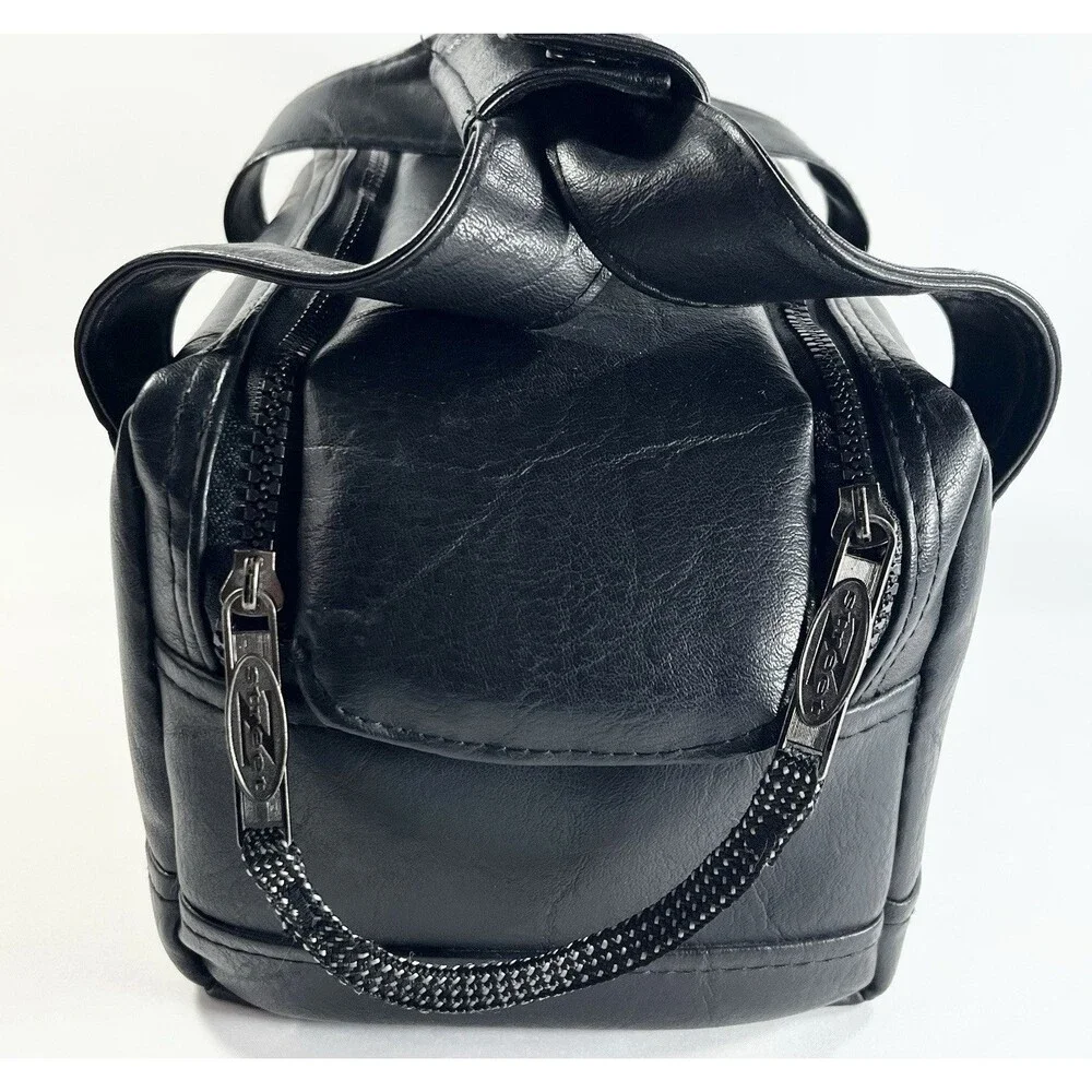 Vintage Z STREET Leather Camera Camcorder Zipper Bag with Handle